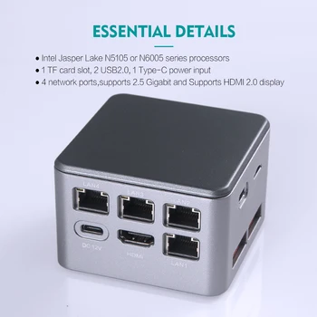 Встроенный процессор серии Jasper Lake N5105/N6005 с 4 сетевыми портами мини-ПК Брандмауэр мини-ПК тонкий клиентский ПК 2