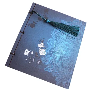 Дневник с голубой розой в китайском стиле, блокнот с кисточками, канцелярские принадлежности, альбом для рисования в стиле ретро, дневник, пустой блокнот