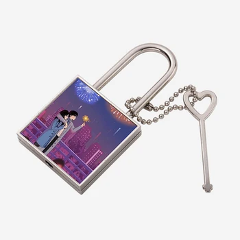 Персонализированный Металлический Сублимационный пустой ключ-замок с пожеланиями в подарок ко дню Святого Валентина 2