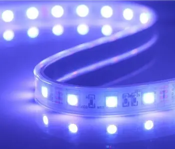 УФ (390 нм-400 нм) цветная светодиодная лента 5050 SMD 12V гибкий светильник 60LED / м, 5 м 300LED; водонепроницаемый в силиконовой трубке; IP66; белая печатная плата 1