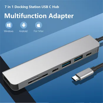 Док-станция MZX 7-в-1 USB-концентратор-концентратор 4K 30Hz 60Hz HDMI-Совместимый Адаптер Type C Splitter 3 0 Док-станция для Ноутбука 2