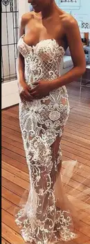 Robe De Mariee 2019 Новое прозрачное свадебное платье с иллюзией русалки, высококачественный образец кружевных свадебных платьев, свадебное платье большого размера 1
