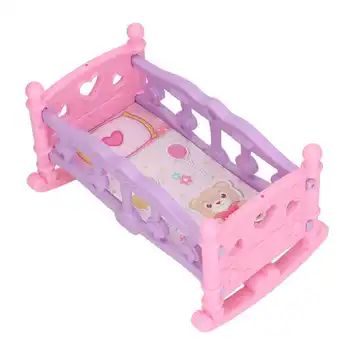 Безопасная детская кроватка в кукольном домике в масштабе 1: 12, милые миниатюрные мебельные аксессуары, детская кроватка в кукольном домике для спальни L 1