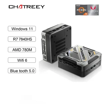Chatreey AN3 Мини-ПК Ryzen 7 5700U 7840HS 780M DDR5 4800MHz Красочное Освещение Игрового Настольного компьютера Wifi6 Игровой компьютер 1