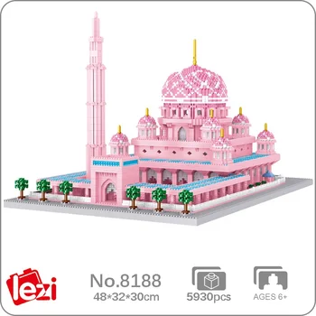 Lezi 8188 Мировая Архитектура Мечеть Масджид Путра Розовая Церковь Дворцовая Башня 3D Мини Алмазные Блоки Кирпичи Строительная Игрушка Подарок Без Коробки 1