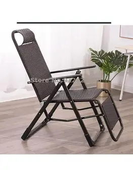 Плетеный стул с откидной спинкой складной обеденный перерыв балконная спинка ленивый пляж прохладный офисный сон лето бамбук 1