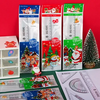4 шт./компл. Мультяшная Рождественская линейка, треугольная доска, милые рождественские подарки для детей, школьные канцелярские принадлежности Kawaii для 2