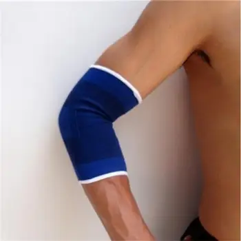 Вязаный налокотник синего цвета Способствует циркуляции крови Термообработка Отличная гибкость Удобная в носке накладка на локоть 1