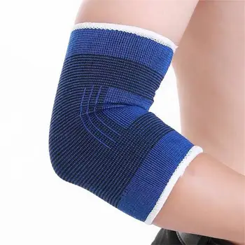 Вязаный налокотник синего цвета Способствует циркуляции крови Термообработка Отличная гибкость Удобная в носке накладка на локоть 2