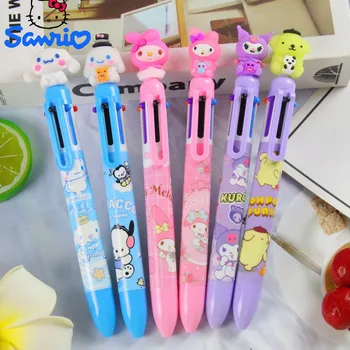 Sanrio Kuromi Мультфильм Hello Kitty Kuromi 6 цветов Шариковая ручка Цветная ручка для бухгалтерской книги Школьные принадлежности Маркерная ручка Оптом 1