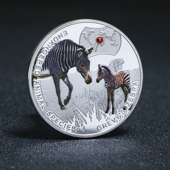 2014 Замбия 1 унция Серебряная Монета Grevys Zebra С Бриллиантом Памятные Монеты Африканских Животных, Находящихся Под Угрозой Исчезновения, Рождественские Подарки на Новый Год 1