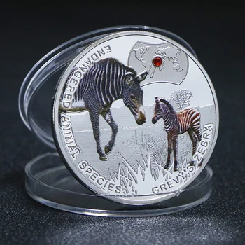 2014 Замбия 1 унция Серебряная Монета Grevys Zebra С Бриллиантом Памятные Монеты Африканских Животных, Находящихся Под Угрозой Исчезновения, Рождественские Подарки на Новый Год 2