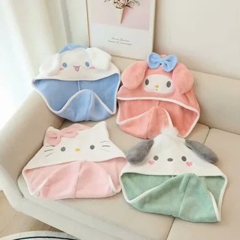 Sanrio hello kitty, милая шапочка для фена kuromi, женская быстросохнущая шапочка для душа, сумка из кораллового флиса, платок, полотенце для волос, Полотенце для фена 1