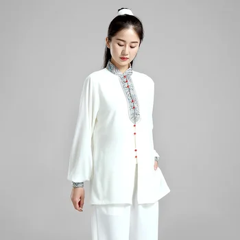 Одежда для тайцзи Женская Одежда для ушу Одежда для соревнований по кунг-фу Униформа для боевых искусств Без морщин 2022 Белый Бесплатная доставка 1