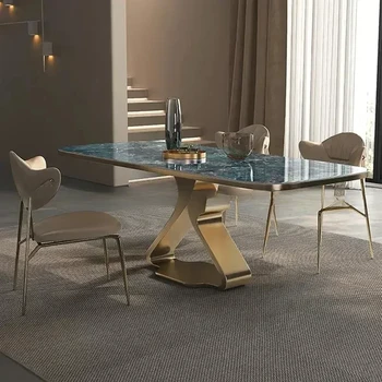 Роскошный обеденный стол с красивой текстурой, глянцевый рабочий стол, Элитная мебель для кухни Juegos De Comedor Furniture 1