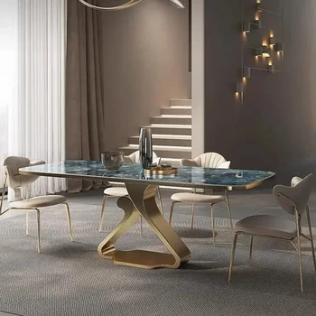 Роскошный обеденный стол с красивой текстурой, глянцевый рабочий стол, Элитная мебель для кухни Juegos De Comedor Furniture 2