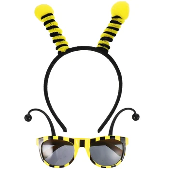 Повязка на голову в пчелиной тематике Фестивальные обручи Вечерние повязки для волос Костюмы на Хэллоуин Аксессуары Мультяшные головные уборы и очки Glass Bee 1