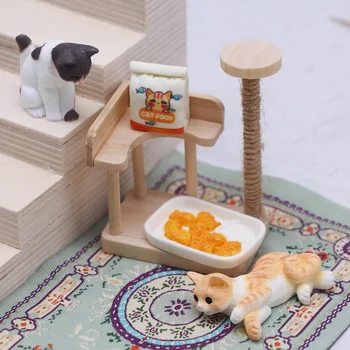 1 комплект мини-фигурки котенка с микроландшафтом и аксессуаров для маленькой кошачьей башни для дома 2