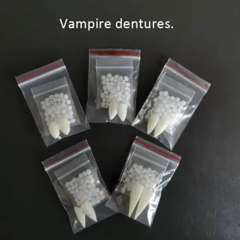 1 пара вставных зубов вампира на Хэллоуин, Клыки, зубные протезы, реквизит для косплея 