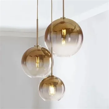 Современный стеклянный шар Подвесной светильник градиентного цвета Hanglamp Кухонный светильник для столовой гостиной 1