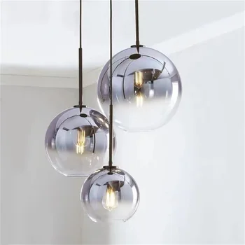 Современный стеклянный шар Подвесной светильник градиентного цвета Hanglamp Кухонный светильник для столовой гостиной 2