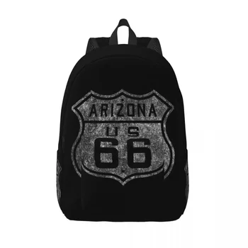 Изготовленные на заказ винтажные рюкзаки с надписью Route 66, мужские и женские повседневные сумки для колледжа, школьные дорожные сумки Америки 1
