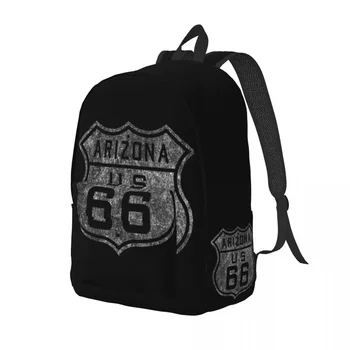 Изготовленные на заказ винтажные рюкзаки с надписью Route 66, мужские и женские повседневные сумки для колледжа, школьные дорожные сумки Америки 2