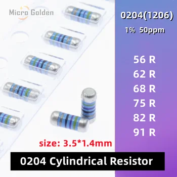 (20шт) 0204 Цилиндрический Резистор Цветное кольцо SMD MELF Сопротивление 1% 56R 62R 68R 75R 82R 91R Ом 1206 Металлический Пленочный резистор 50ppm 1