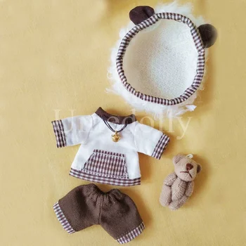 1 комплект: Футболка с милым медведем + шорты + шляпа, наряды для кукол ob11 Obitsu 11, аксессуары для одежды 1