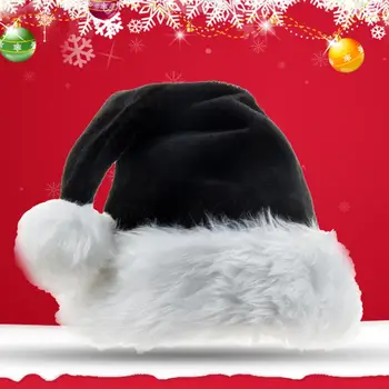 Шляпа для косплея, практичная рождественская атмосфера, шапочка для декора Санта-Клауса, Изысканная шляпа Санта-Клауса, черная мягкая Рождественская шапочка Санта-Клауса для взрослых 2