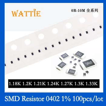 SMD резистор 0402 1% 1.18K 1.2K 1.21K 1.24K 1.27K 1.3K 1.33K 100 шт./лот микросхемные резисторы 1/16 Вт 1.0 мм * 0.5 мм 1