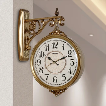 Роскошные настенные часы в скандинавском дизайне, ретро Цифровые часы для гостиной, золотой домашний декор Relojes Минималистский декор