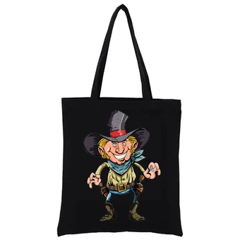 Холщовая сумка в стиле улыбающегося ковбоя, женская сумка, модные женские сумки, сумки для рук, повседневные сумки для покупателей, тканая сумка, забавная сумка-тоут, Эко 1