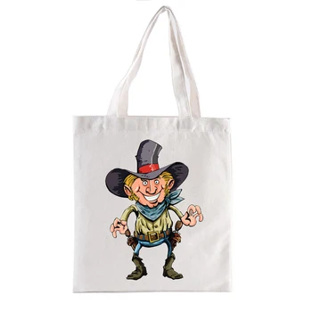 Холщовая сумка в стиле улыбающегося ковбоя, женская сумка, модные женские сумки, сумки для рук, повседневные сумки для покупателей, тканая сумка, забавная сумка-тоут, Эко 2