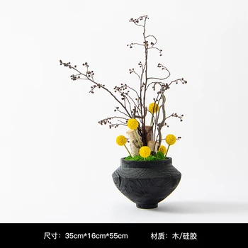 Зеленое растение бонсай, журнальный столик в гостиной, вилла, Желтая хризантема, Дорожный цветок, засушенные ветки, цветочные украшения