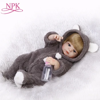 NPK полный силиконовый винил возрожденные куклы Новорожденный ребенок 22 дюйма 57 см Плюшевая одежда живая девочка детские подарки игрушки короткие светлые волосы