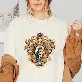 Красивая христианская наклейка с теплопередачей Mary of Virgin Thermo на одежду, которую можно стирать своими руками, принт на футболке, Гладящие нашивки, декор 2