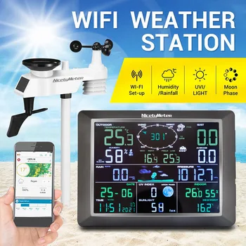 0310 Профессиональная Метеостанция WiFi Беспроводной Интернет с Наружным Датчиком Дождемер Прогноз Погоды Датчик Ветра NicetyMeter 1