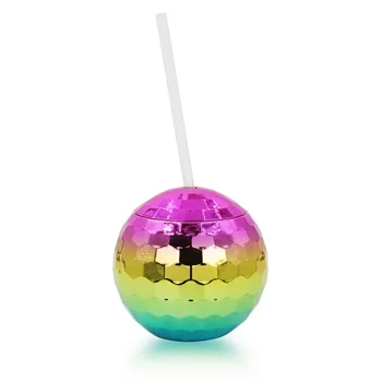 Новая популярная модная пластиковая дискобольная вспышка-шар с гальваническим покрытием, круглая чашка для девочек, соломенная чашка для питья, стекло 2