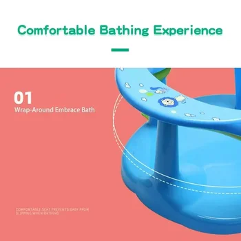 Детский стульчик для купания с поддерживающим сиденьем на присосках, нескользящий, предотвращающий опрокидывание, приятный для кожи, Термостойкий для ванны, душа на 6-18 месяцев. 2