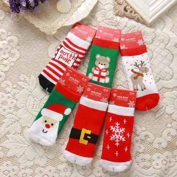 Повседневные Рождественские носки из хлопка, осень-зима, снежинка, Лось, Санта-Клаус, Рождественский медведь, носки для маленьких мальчиков, детские носки для детей 1