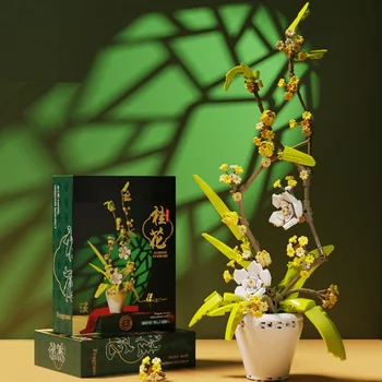 Строительный блок Серии Flower Orchid Bonsai Girl Build Toy Flowers, Цветочная композиция для взрослых, Игрушки для подарков, Ароматерапия 1
