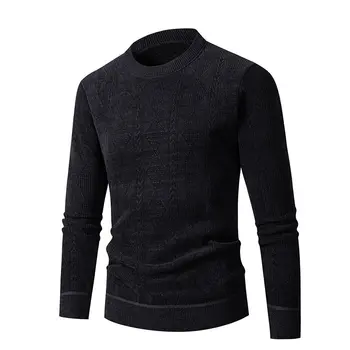 Осенне-зимний тренд 2023 года, мужской свитер с круглым вырезом, Новый повседневный вязаный нижний свитер, мужской теплый пуловер, свитер 1