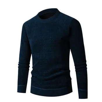 Осенне-зимний тренд 2023 года, мужской свитер с круглым вырезом, Новый повседневный вязаный нижний свитер, мужской теплый пуловер, свитер 2
