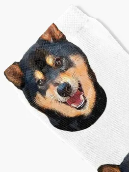 Шиба-Ину черно-подпалые Носки для собак с принтом короткие Носки с подогревом Женские Мужские 2