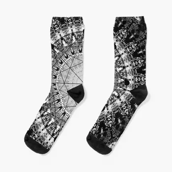 Черно-белая мандала со священными геометрическими носками, нескользящие футбольные носки, спортивные подарочные компрессионные носки Женские Мужские 1