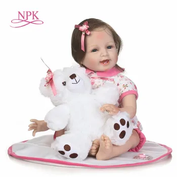 NPK 55 см мягкий Силиконовый Reborn Girl Baby Doll Игрушки 22 дюйма Новорожденная Принцесса Малыш Младенцы Куклы Игрушки для девочки Игровой Дом Игрушка Кукла 1