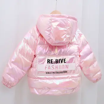 2021 Новая детская зимняя куртка для девочек, яркое переливающееся теплое хлопчатобумажное пальто с капюшоном, спортивные куртки для мальчиков TZ833 1