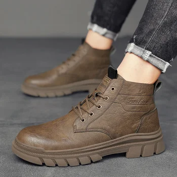 Новые мужские уличные повседневные ботинки, удобная и дышащая походная обувь, высокие нескользящие походные ботинки 2