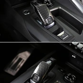 Ручка переключения передач автомобиля из углеродного волокна, наклейки на крышку головки коробки передач, аксессуары для отделки рамы для Peugeot 3008 GT 4008 5008 2017-2019 2